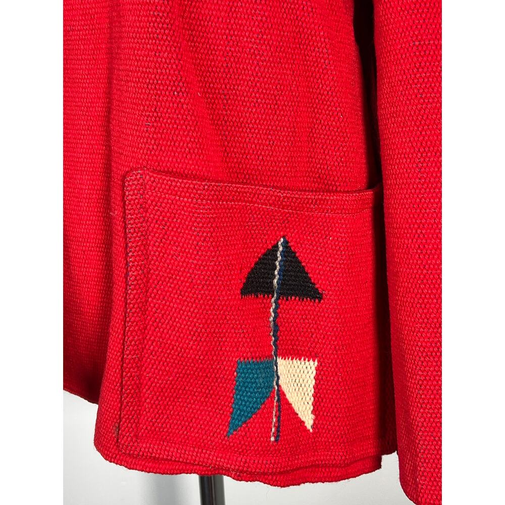 Vtg Chimayo Jacket Medium Red Multicolor Hand Wov… - image 4